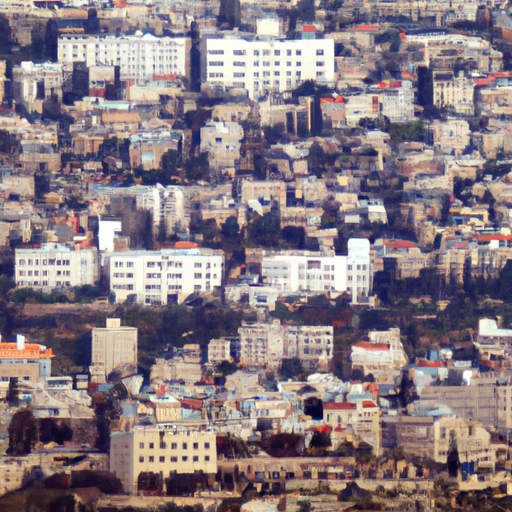 3. מבט אווירי על ירושלים, המצביע על המיקומים האסטרטגיים של המלונות המוצגים.