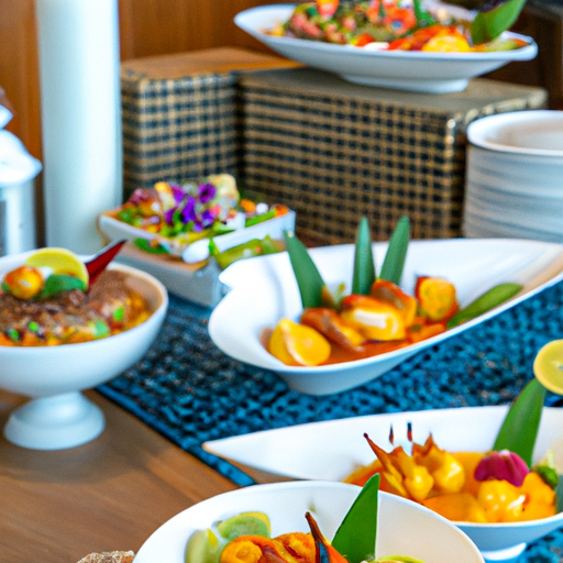מגוון מעורר תיאבון של מאכלים תאילנדיים ובינלאומיים המוגשים במסעדת המלון